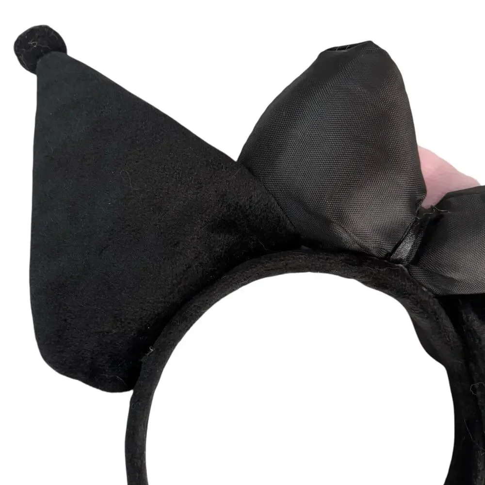 Sanrio Kuromi Puroland Cat Bow Black Plush Headband Cosplay Costume Accessory